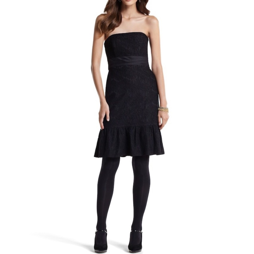 White House Black Market Lace Flounced Dress Sz 0